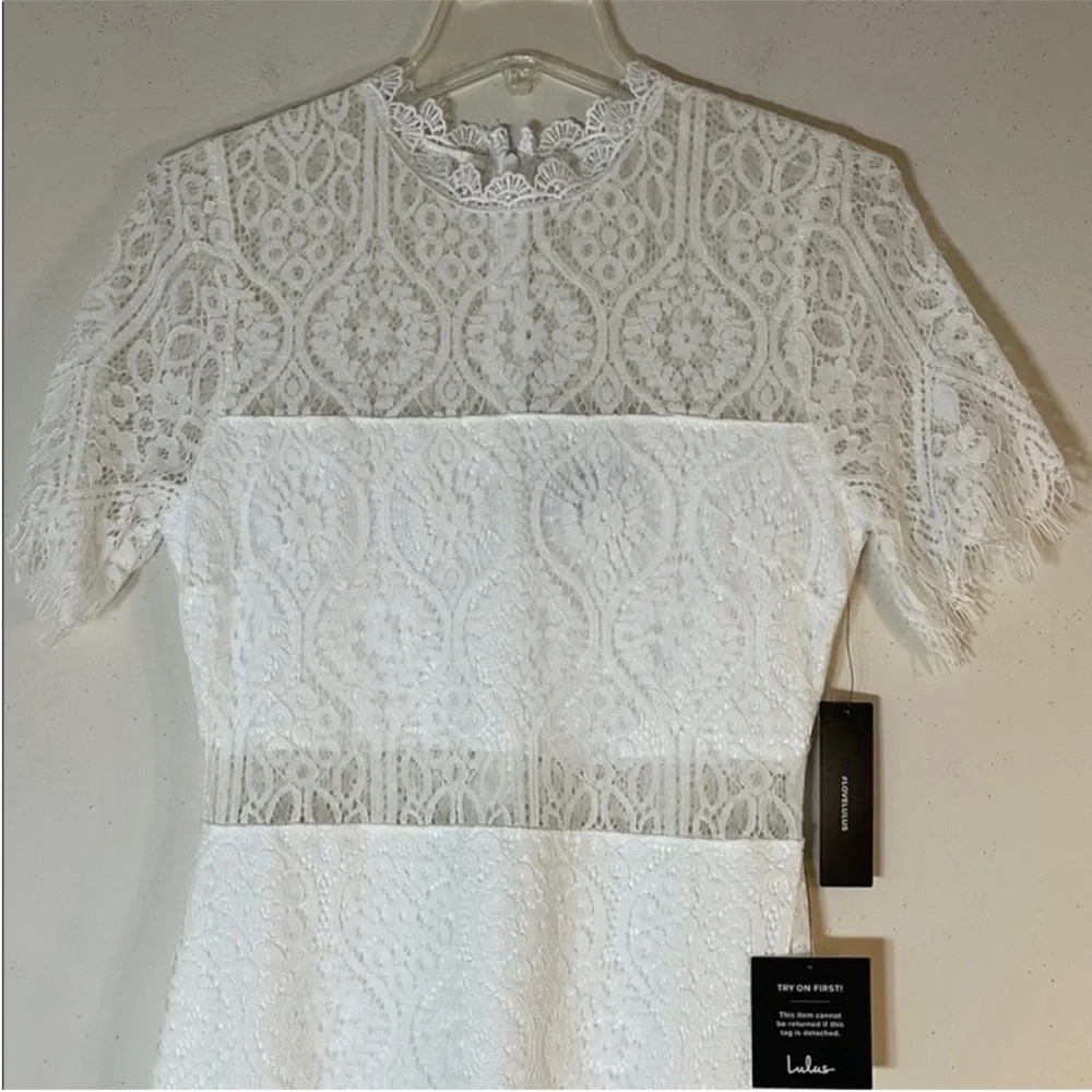 Lulu's Remarkable White Lace Midi Dress. Medium. NWT. - Picture 8 of 15